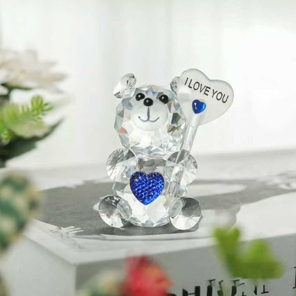 Crystal Bear Figurine with Love Sign Desktop Ornament
