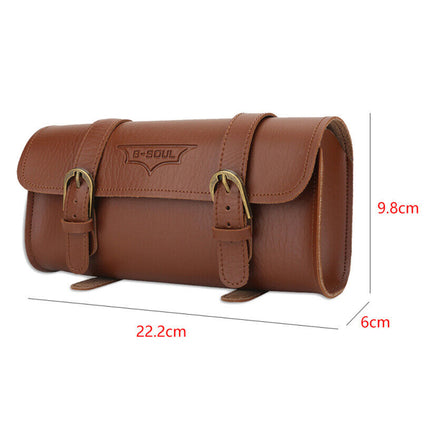 Leather Bicycle Seat Bag Vintage Bike Saddle Tail Bag Pannier Cycling Pouch