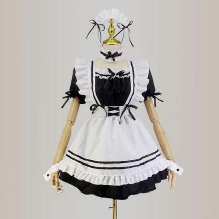 6Pcs Women French Maid Costume, Cute Lolita Anime Cosplay Outfit for Party