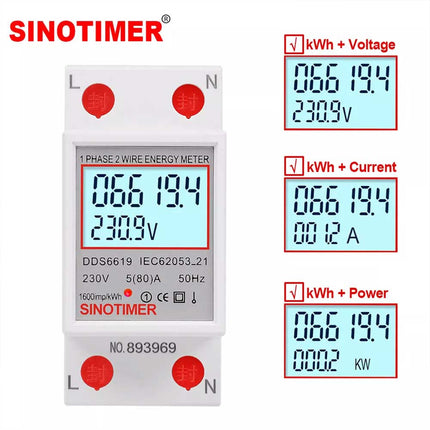 Digital KWH Electric Meter LCD Display 220V 230V Power Meter 50 60Hz for Indoor