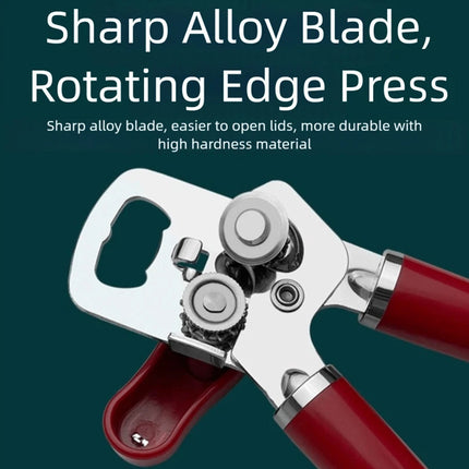 Red Stainless Steel Multifunctional Can Opener: Professional & Effortless to Use