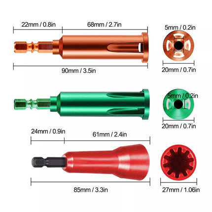 3Pcs Wire Stripper & Twisting Tool with 1/4" Chuck
