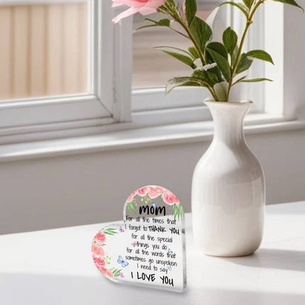 Heart Shaped Acrylic Plaque Christmas & Mother’s Day Gift for Mum