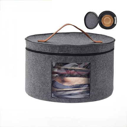 Extra Large Round Hat Storage Box for Women & Men Pop Up Felt Hat Box Organizer