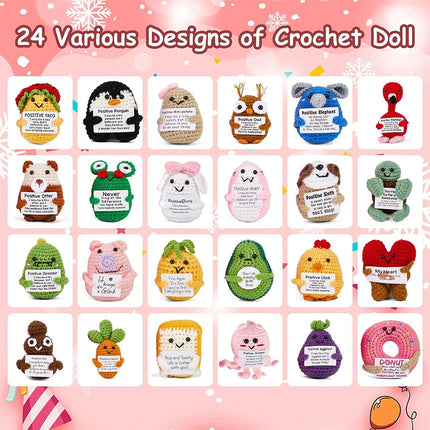 2D Acrylic Advent Calendar: 24 Positive Crochet Animals Xmas Countdown Gift