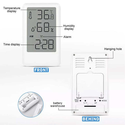 Digital Humidity Indoor Hygrometer Thermometer Temperature Meter Alarm Clock