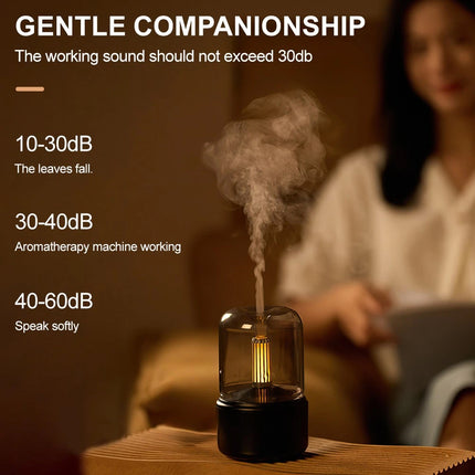 Black Vintage Style USB Plug-In Candlelight Aroma Diffuser and Humidifier 120ml
