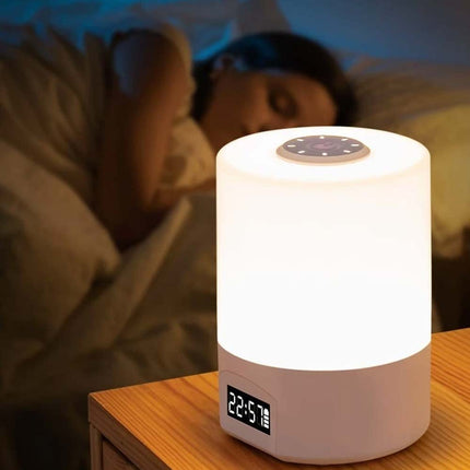 LED Touch Control Night Light with Remote & Digital Time Display - Modern Bedside Lamp for Bedroom
