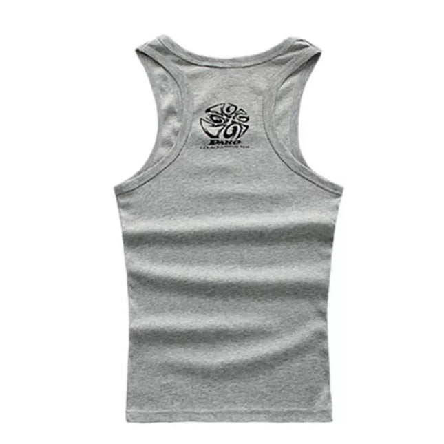Men Print Vest Sleeveless Top Silm Fit Pullover Tee Shirt Breathing Vest