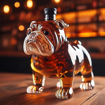 Novelty Bulldog Shaped Whiskey Decanter Unique Liquor Bottle
