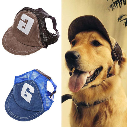 Dog Hat Pet Baseball Cap Puppy Cat Beach Outdoor Sport Visor Cap w/ Ear Holes