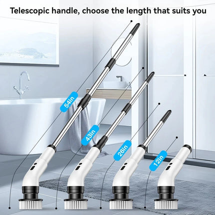 9 IN 1 Cordless Electric Spin Scrubber, Power Cleaning Brush for Bathroom, Multi-Functional Rotating Cleaning Tool