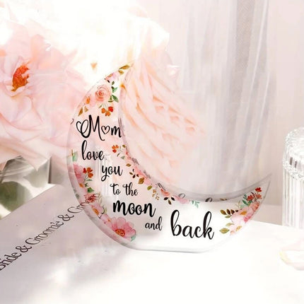 Moon-Shaped Acrylic Plaque - Perfect Christmas & Mothers Day Gift for Mum, Sentimental Xmas Present to Honor Mom