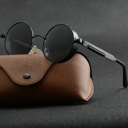 Classic Steampunk Sunglasses for Men and Women Retro Round Metal Frame Sunglasse