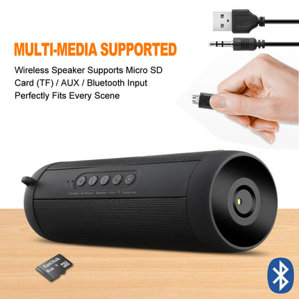 Waterproof Bluetooth Portable Speaker with Subwoofer, TF Card, Flashlight & Radio