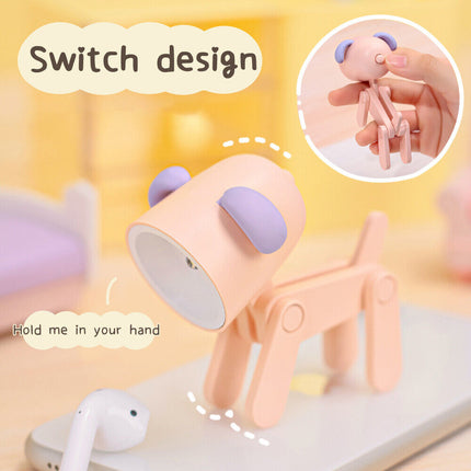 Mini LED Night Light Cute Folding Animal Pet Light Cartoon Table Lamp Room Decor