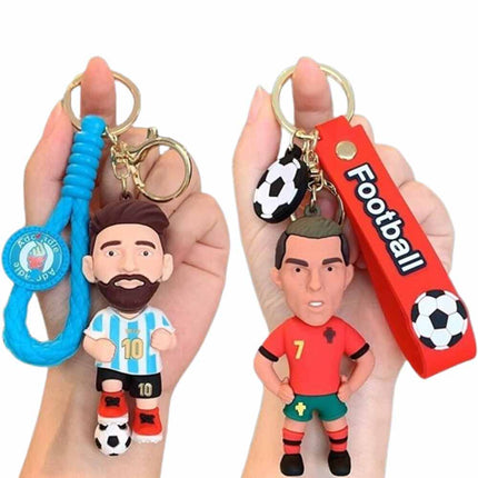 2pcs FIFA World Cup Keychain Keyrings Messi, Ronaldo Figures Gift