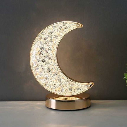 Moon LED Night Light, USB Rechargeable Crystal Table Lamp with Touch Control & Dimmable Brightness