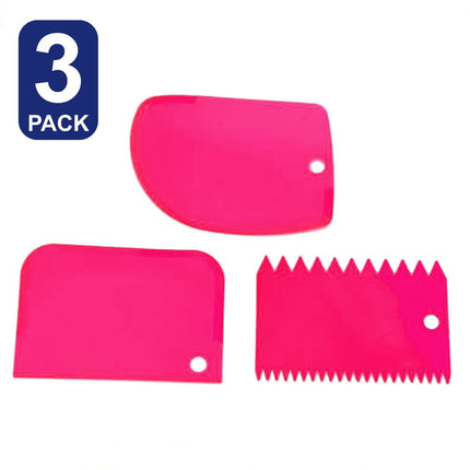 3-Piece Silicone & Plastic Spatula Set for Baking & Cake Decorating
