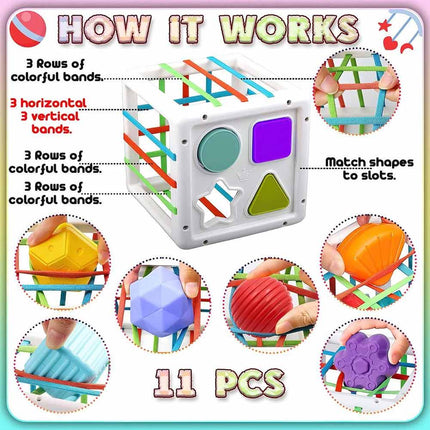 Toddler Montessori Sensory Playset, Educational Shape Sorting Stacking Blocks Baby Learning Toy