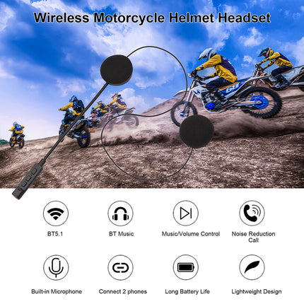 Wireless Bluetooth Motorcycle Helmet Headset for Intercom Motorbike Headphone