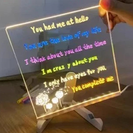DIY Light-Up Rewritable Acrylic Message Board - 30x20CM, 7 Pens Included | Kids’ Drawing & Writing Lamp