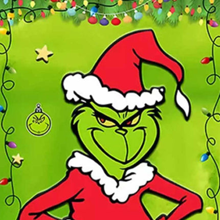 90*200cm Grinch Christmas Door Cover Decoration Grinch Green Merry Christmas Porch Sign