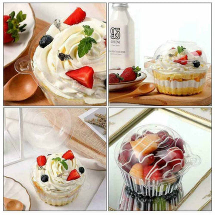 50PCS Clear Food Cupcake Cake Food Case Muffin Dome Takeaway Boxes Container