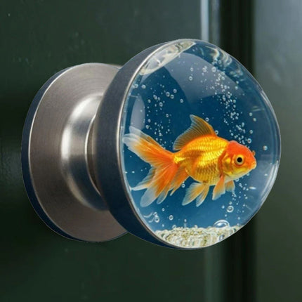Retro Goldfish Animal Artistic Knob Round Door Knob Decorative Door Handle