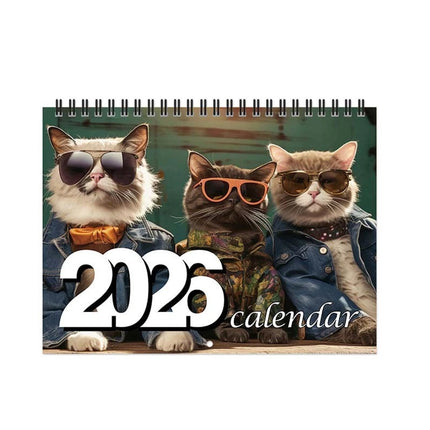 2026 Glasses Kittens Cats Calendar Wall Monthly Planner Family Home Organiser