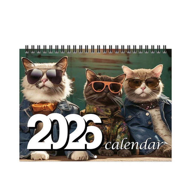 2026 Glasses Kittens Cats Calendar Wall Monthly Planner Family Home Organiser