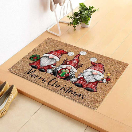 Merry Christmas Door Mat Floor Rug Xmas Home Decoration Non Slip Flannel Carpet