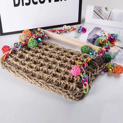 Parrot Hammock Swing Toy with Colourful Chain Double Swing for Bird Cage Play
