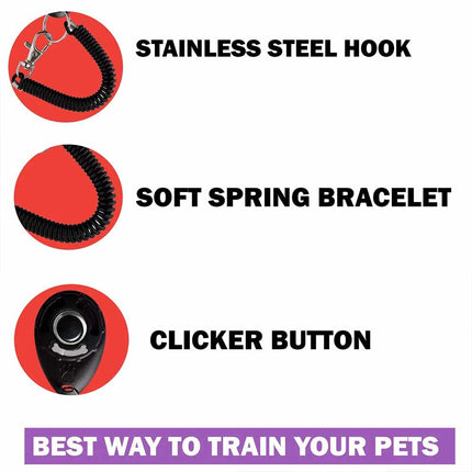 2Pcs Black Pet Training Clicker Professional Dog Training Aid