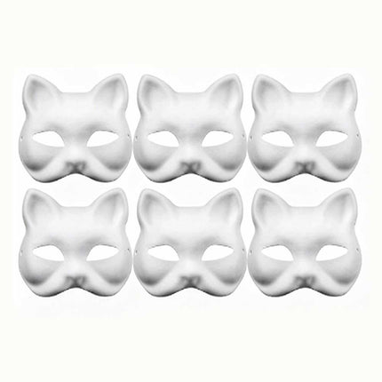 Therian Cat Mask DIY Paint Kit with Wool Strips, Faux Fur Mask for Adult Halloween Cosplay Party