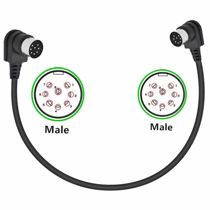 Dual 90 Degree Large 8-Pin DIN Male Plug Audio Speaker Cable, 1 Meter Length