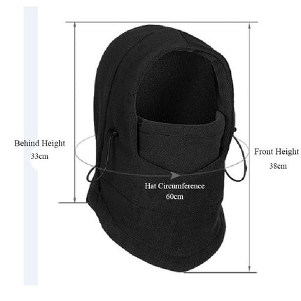 Double Layer Fleece Winter Ski Hood Windproof Warm Outdoor Cap