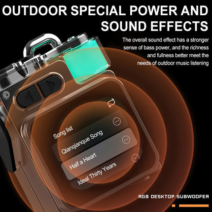 Outdoor Wireless Bluetooth Mini Speaker with Alarm Clock & RGB Ambient Lamp Display