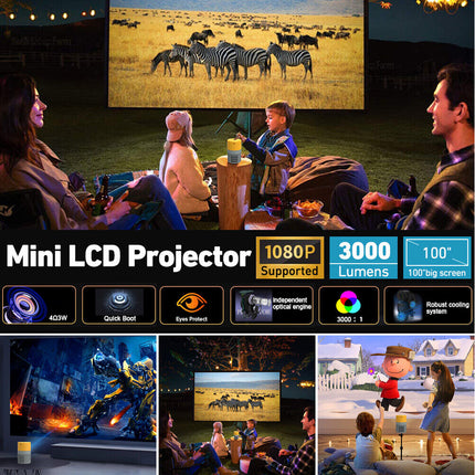 Portable HD 1080P Mini Pocket LCD Movie Projector Home Cinema HDMI USB Gift