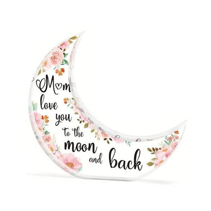 Moon-Shaped Acrylic Plaque - Perfect Christmas & Mothers Day Gift for Mum, Sentimental Xmas Present to Honor Mom