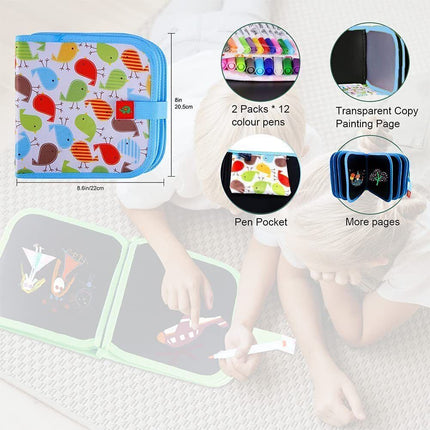 Kids Magic Drawing Painting Book Children DIY Coloring Board With Water Chalk