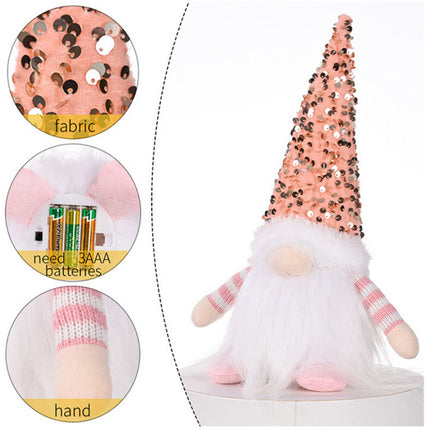 1x Christmas Gnome Santa Light with Bling Hat Xmas Party Decor Home Table Decor