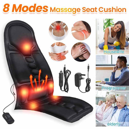 7motors Full Body Back Seat Massager Cushion 8 Modes Chair Massage Pad Home Car