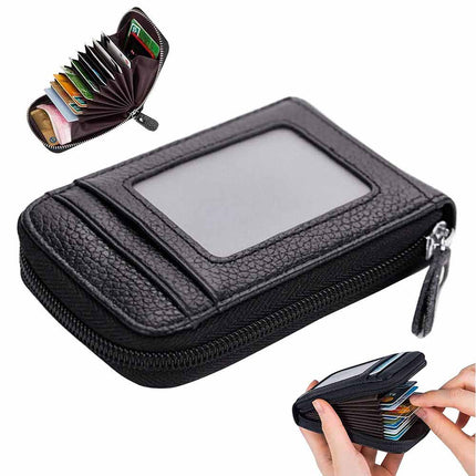 RFID Blocking Leather Wallet Coin Purse Credit Card Holder Men Women Anti-theft