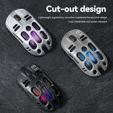 RGB Gaming Mouse, PixArt PAW3311 Sensor, 12000 DPI, 500mAh Battery, BT/2.4G Wireless/Wired Connectivity
