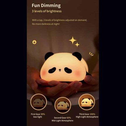 Panda Night Light for Kids Bedroom Cute Animal Silicone Nursery Night Lamp Touch