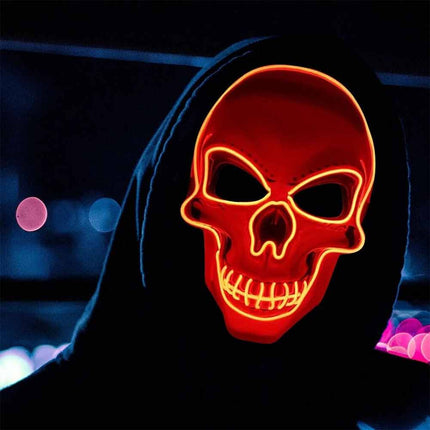 Halloween LED Mask Skeleton Glow Scary Skull Mask Light Up Masks Cosplay Costume