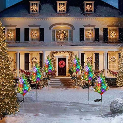 2‑Pack Solar Pine Tree Stake Lights, Waterproof LED Christmas Garden Decor