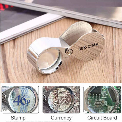 10X/20X/30X Amplify Jewelers Loupe Magnifier Jewelry PocketLoop Magnifying Glass