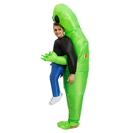 Halloween Green Scary  Alien Inflatable Costume Blow Up Party Dress Pump Gift